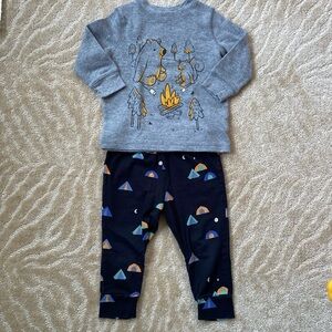 Tea Collection Cotton “Tents” Pant & Jumping Beans Thermal Shirt 18-24m